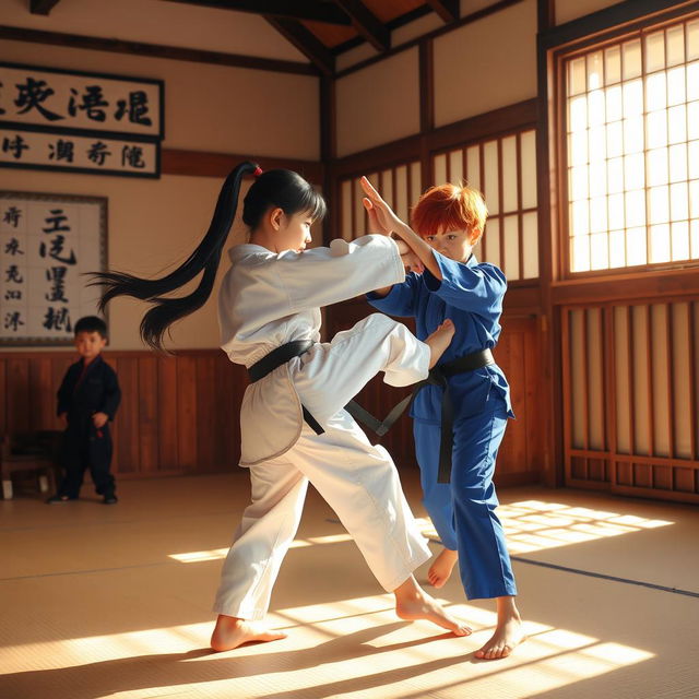 In a captivating karate dojo named "Garra de Dragón", the atmosphere is charged with energy and dedication