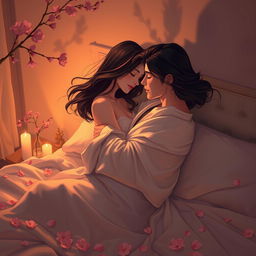 An artistic interpretation of intimacy, focusing on the beauty of connection between two lovers