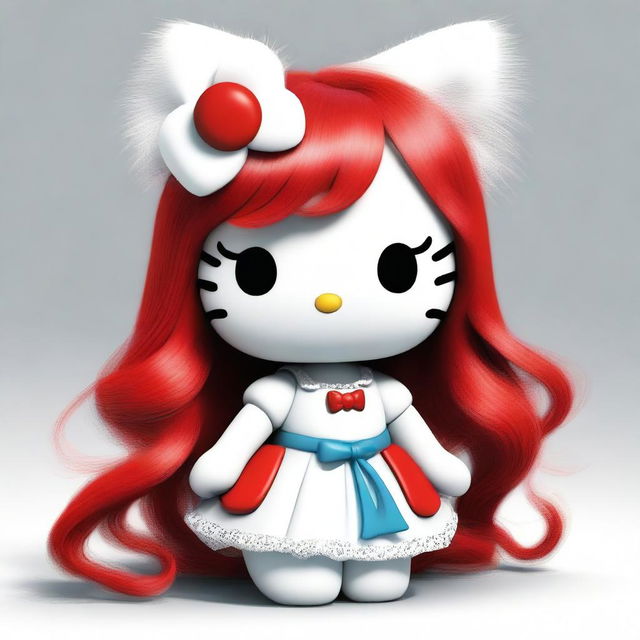 This is a high-quality digital art image of Hello Kitty with a playful twist