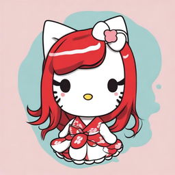 This is a high-quality digital art image of Hello Kitty with a playful twist