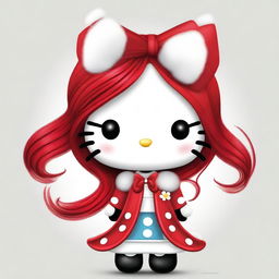This is a high-quality digital art image of Hello Kitty with a playful twist