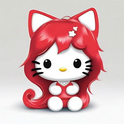 This is a high-quality digital art image of Hello Kitty with a playful twist