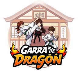 A captivating logo design for a WattPad cover of a karate story titled 'Garra de Dragón'