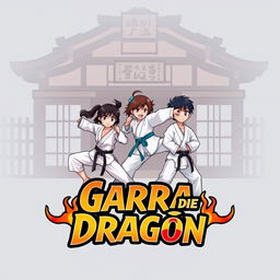 A captivating logo design for a WattPad cover of a karate story titled 'Garra de Dragón'