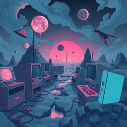 A surreal and dream-like illustration depicting the concept of 'Dreamcore' in modern culture