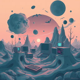 A surreal and dream-like illustration depicting the concept of 'Dreamcore' in modern culture