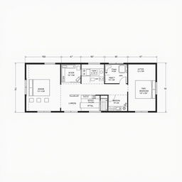 A detailed 2D floor plan of a single-story house designed in AutoCAD, featuring a modern minimalist layout