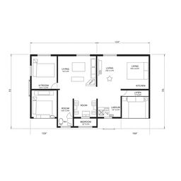 A detailed 2D floor plan of a single-story house designed in AutoCAD, featuring a modern minimalist layout