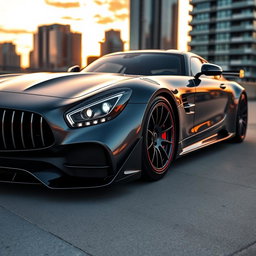 An updated Mercedes AMG One sports car, featuring redesigned headlights inspired by the Porsche Taycan and Toyota Supra, showcasing a sleek, aggressive look