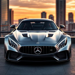 An updated Mercedes AMG One sports car, featuring redesigned headlights inspired by the Porsche Taycan and Toyota Supra, showcasing a sleek, aggressive look