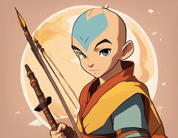 A high-quality digital art portrait of Aang, the Last Airbender, depicted in the unique style of Studio Ghibli