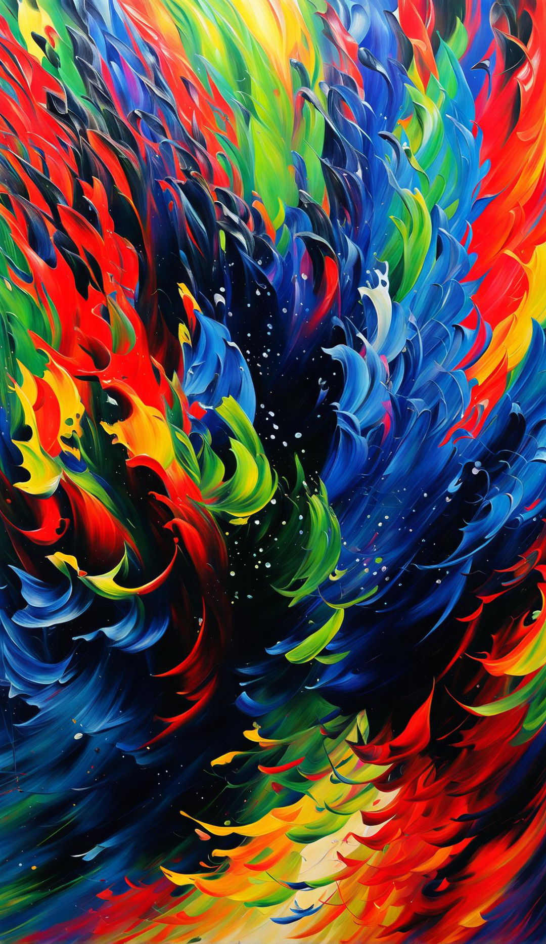 A vibrant oil painting on canvas, depicting synesthesia through abstract art