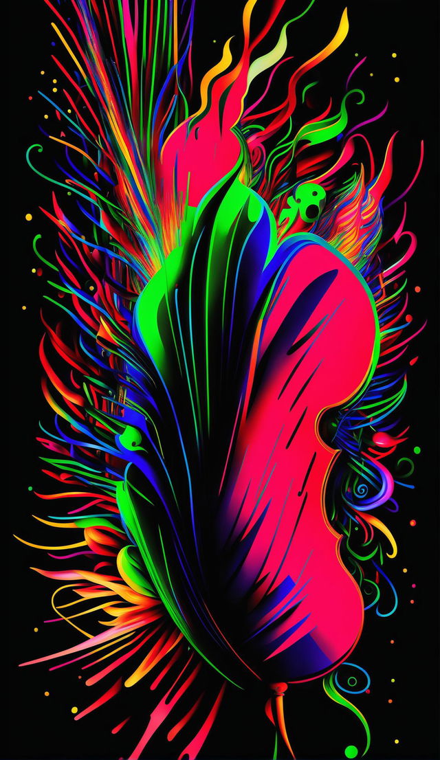 A vibrant, high-resolution digital art piece representing synesthesia, with bright colors and shapes symbolizing different sensory experiences, set against a stark black background