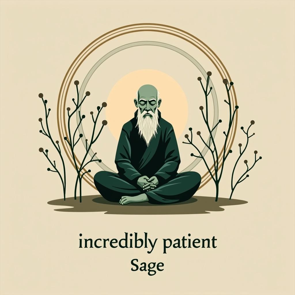 A beautiful, minimalist poster titled 'Incredibly Patient Sage'