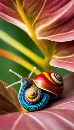 A 36k resolution, high-definition image of a snail in its natural habitat, designed for a National Geographic magazine cover