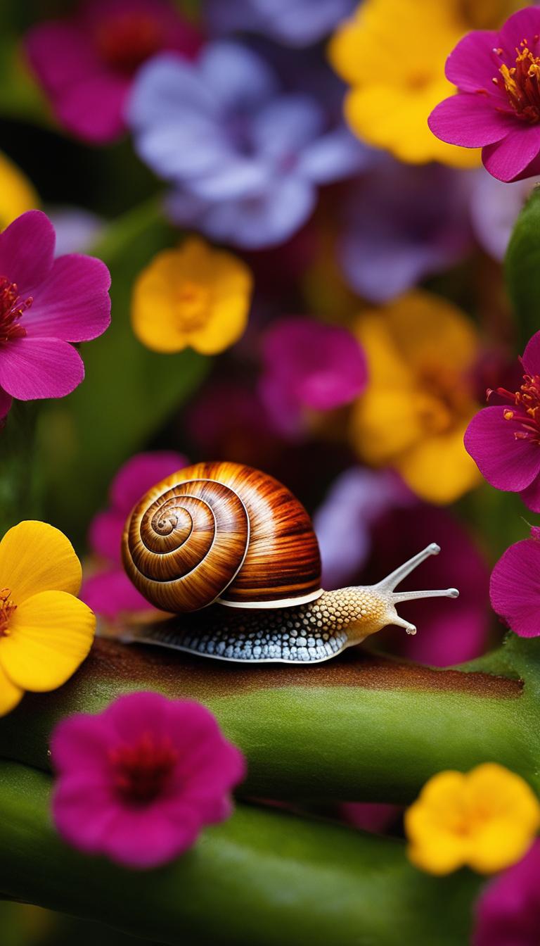 A 36k resolution, high-definition image of a snail in its natural habitat, designed for a National Geographic magazine cover