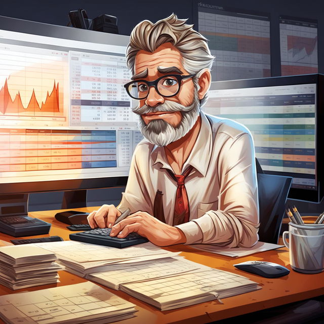 The image is a realistic digital art depiction of a character named Steve from accounting