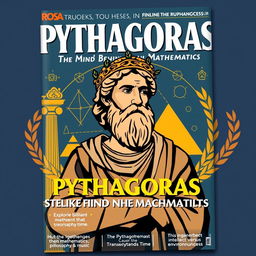A magazine cover dedicated to Pythagoras, highlighting his status as a pioneering mathematician and philosopher