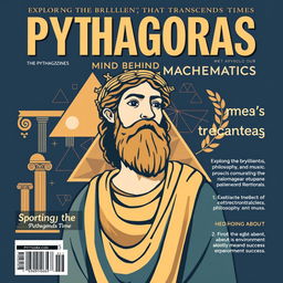 A magazine cover dedicated to Pythagoras, highlighting his status as a pioneering mathematician and philosopher