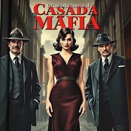 A book cover featuring a stylish young woman in 1930s Italian mafia fashion, wearing an elegant vintage dress with a dramatic silhouette, standing confidently in the center