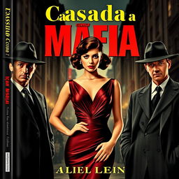 A book cover featuring a stylish young woman in 1930s Italian mafia fashion, wearing an elegant vintage dress with a dramatic silhouette, standing confidently in the center