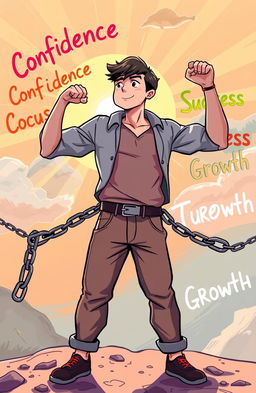 An inspiring illustration of a determined student breaking free from chains, symbolizing liberation and empowerment