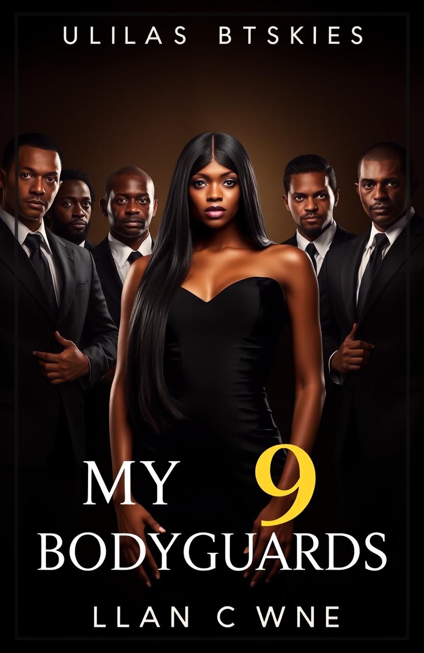 A luxurious and mysterious book cover for 'My 9 Bodyguards'