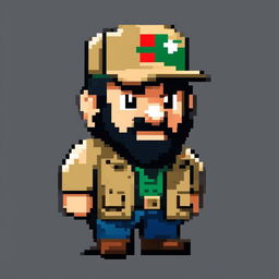 This is a high-quality pixel art image featuring a Pokemon-style sprite of Fidel Castro