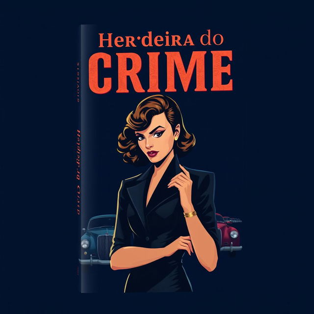 A book cover design titled 'Herdeira do Crime', featuring a sophisticated and powerful woman as the main character, inspired by the notorious figure Lucky Luciano