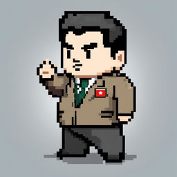 This is a high-quality pixel art image featuring a Pokemon-style sprite of Kim Jong Un