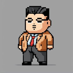 This is a high-quality pixel art image featuring a Pokemon-style sprite of Kim Jong Un