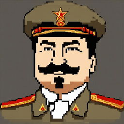 This is a high-quality pixel art image featuring a Pokemon-style sprite of Joseph Stalin