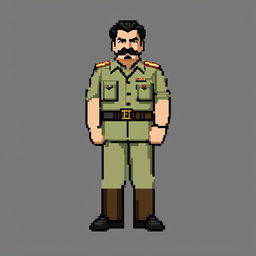 This is a high-quality pixel art image featuring a Pokemon-style sprite of Joseph Stalin