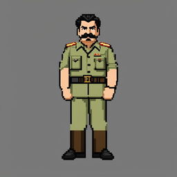 This is a high-quality pixel art image featuring a Pokemon-style sprite of Joseph Stalin