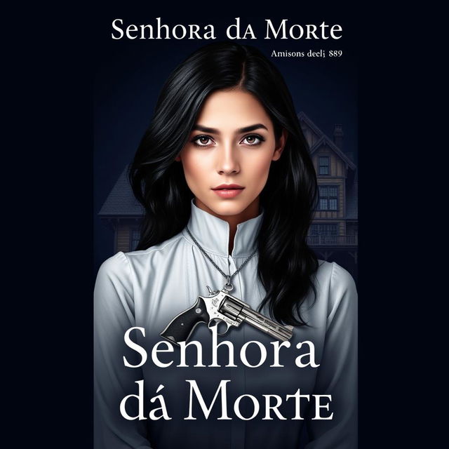 A book cover for 'Senhora da Morte' featuring a young woman with black hair and fair skin