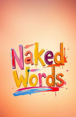A creative representation of the phrase 'Naked Words', envisioning vibrant letters and typography arranged artistically