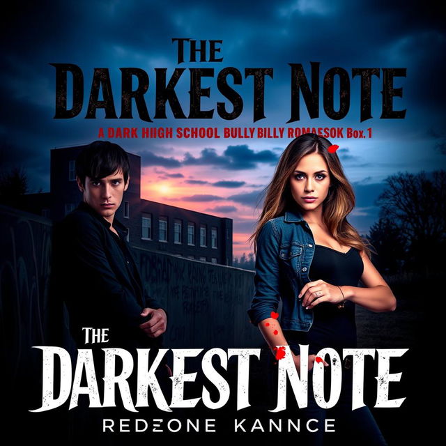 A dramatic book cover design for 'The Darkest Note: Dark High School Bully Romance (Redwood Kings Book 1)'