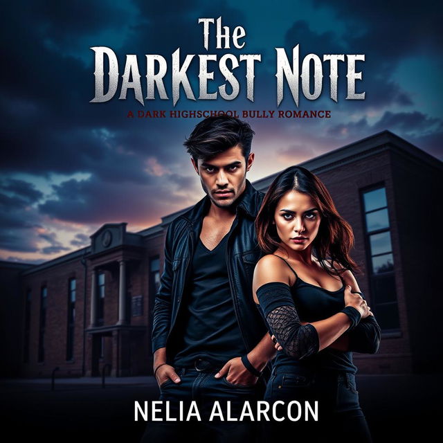 An impactful book cover design for 'The Darkest Note: Dark High School Bully Romance (Redwood Kings Book 1)' by Nelia Alarcon