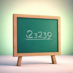 This is a 3D digital rendering of a cute, medium-sized blackboard with handwritten letters and numbers