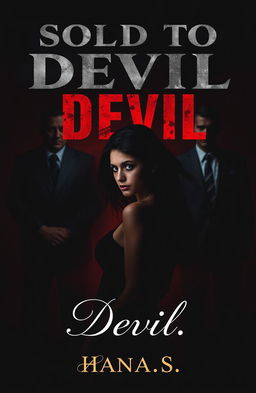 A dramatic and intense book cover design for 'Sold To The Devil' by Hana