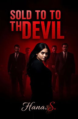 A dramatic and intense book cover design for 'Sold To The Devil' by Hana