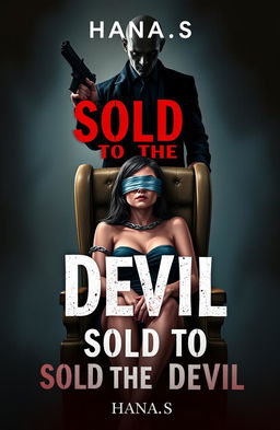 A gripping book cover illustration for 'Sold To The Devil' by Hana