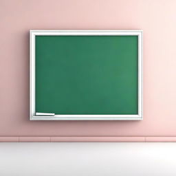 This is a high-quality 3D digital rendering of a unique white blackboard, combining elements of a traditional blackboard and a whiteboard