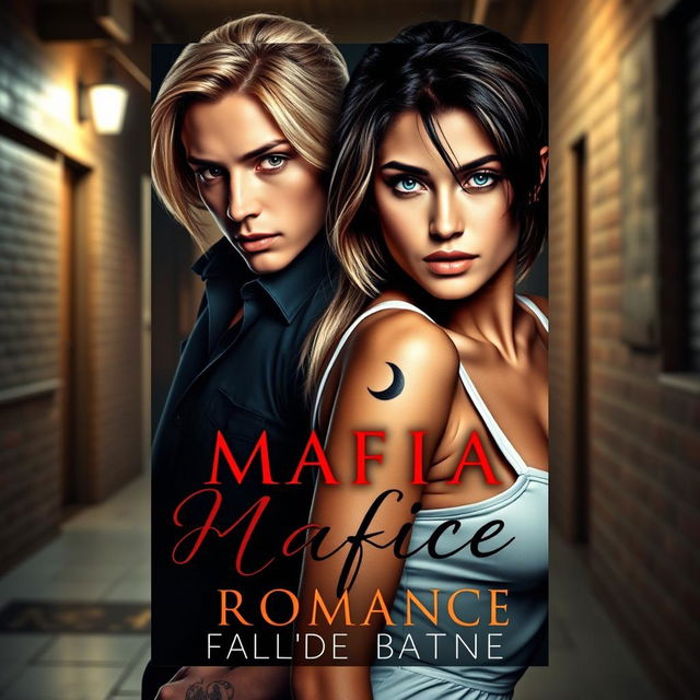 A captivating book cover featuring a romantic and dramatic theme of mafia and romance