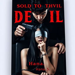 A dramatic and intense book cover for the story titled 'Sold To The Devil