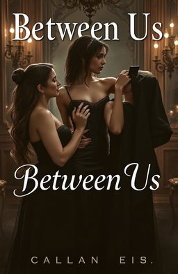 A darkly romantic scene featuring a twisted love triangle between two seductive twins and a captivating woman