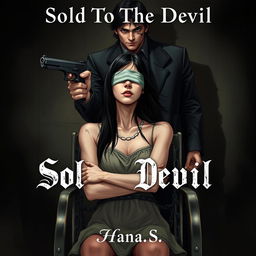 A book cover illustration for a dark romance novel titled 'Sold To The Devil' by Hana