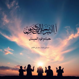 A beautifully designed book cover for an Arabic booklet focused on prayers, illustrating a visual metaphor of prayers and good deeds ascending to the heavens