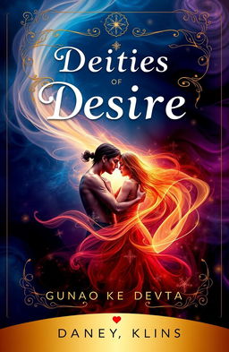 A cover design for a book titled 'Deities of Desire', inspired by the essence of the book 'Gunao Ke Devta'