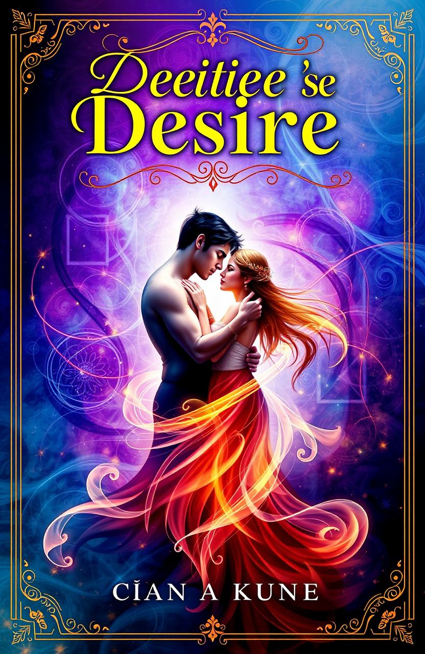 A cover design for a book titled 'Deities of Desire', inspired by the essence of the book 'Gunao Ke Devta'